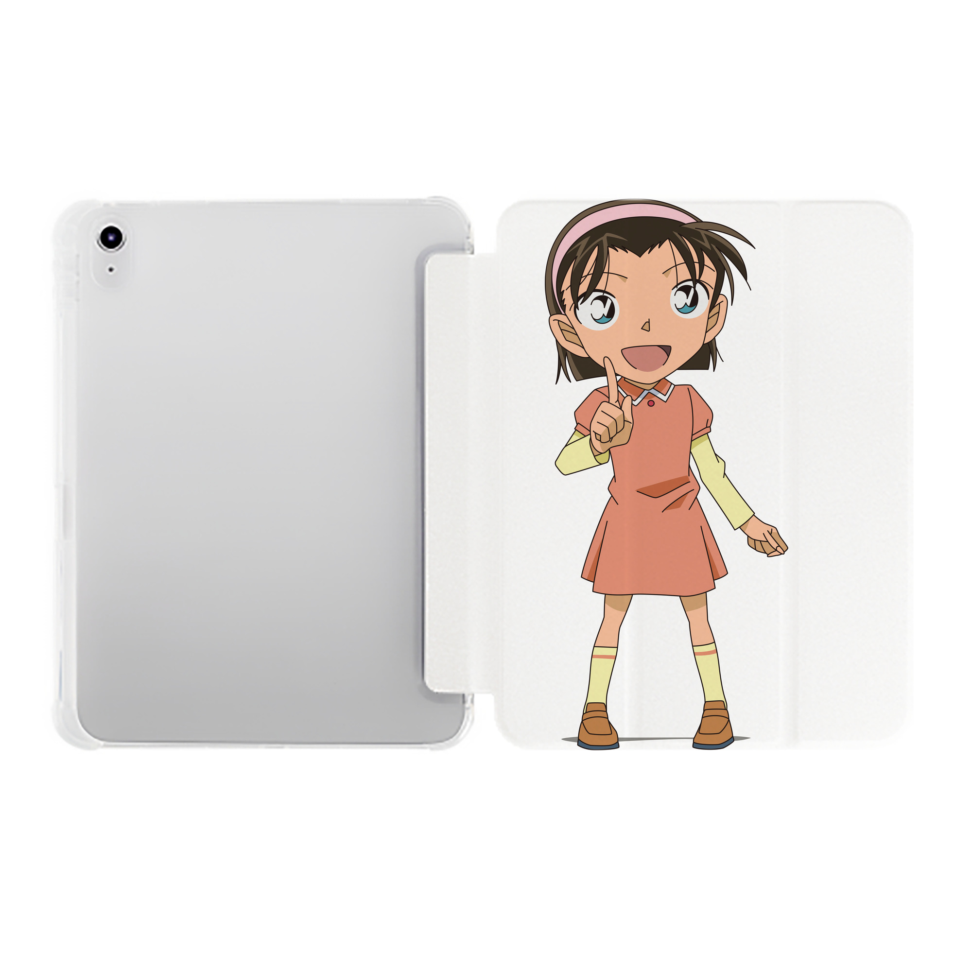 （画像用） 名探偵コナン 吉田 歩美 よしだ あゆみ Detective Conan my Yeager IPad ケース ペン収納付き 三つ折りスタンド PUレザー×シリコン 対応機種9.5/10.5/10.9インチ